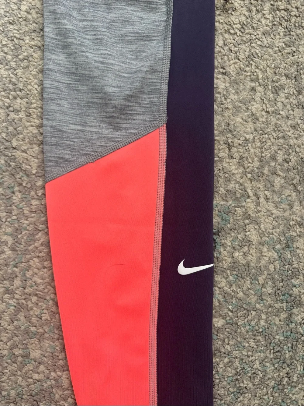 Nike Gray, Coral and Navy Colorblock Leggings
